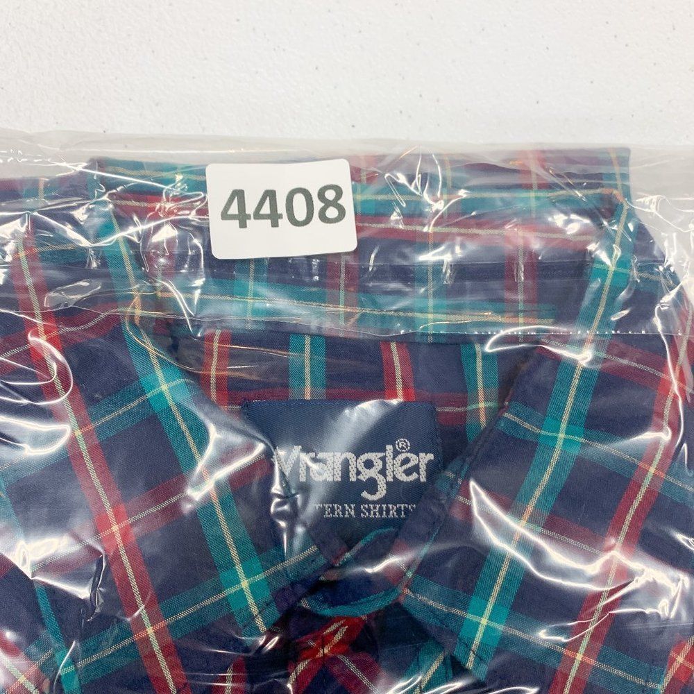Wrangler Western Shirt Mens Large Blue‎ Red Plaid Pearl Snap Cowboy Ranch Farmer - Picture 12 of 12